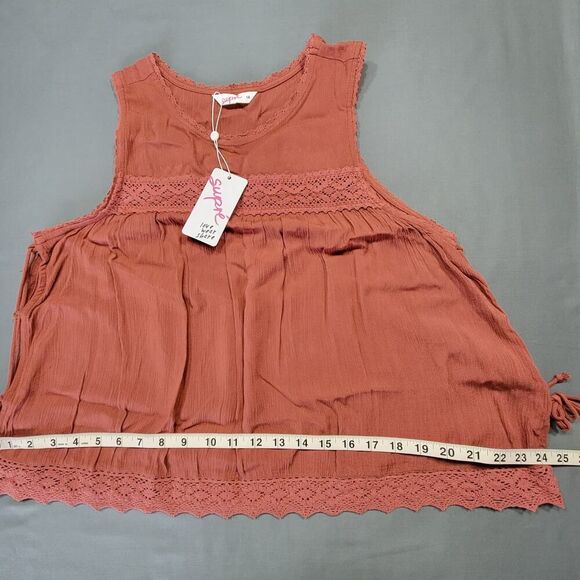 Supre Brown Cowhide Tank Preppy Australian Lace Open Tie Sides NEW $30 Womens 14 - Picture 7 of 9